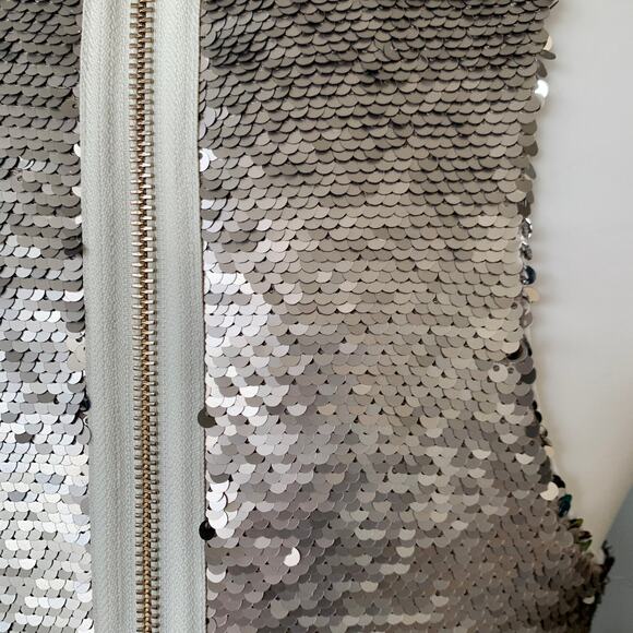 Pinko Stretchy Silver Sequin Mini Cocktail Dress Size 10 - Picture 9 of 12